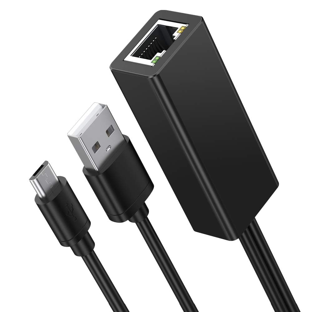 Snowpink Ethernet Adapter for Fire TV Stick (2nd GEN),Chromecast Ultra/2/1/Audio, Google Home Mini, Micro USB to RJ45 Ethernet Adapter with USB Power Supply Cable (3.3ft)