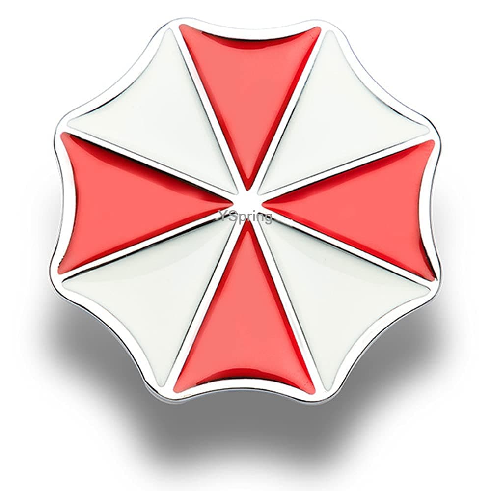 3D Metal Umbrella Corporation Car Emblem Decals Resi dent Ev il Self-Adhesive Badge Sticker for Car Motorcycles(Silver (Style C-Silver)
