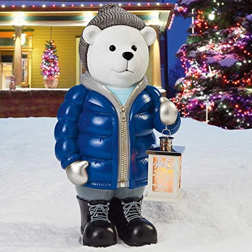28.3" Polar Bear Greeter with LED Lantern Christmas Holiday Decor for Indoor/Outdoor