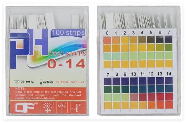 Health Universal pH Test Strips 0-14 Wide Range & Four Pad for Acid Alkaline pH Testing (100 Strips) Better Than Litmus Paper + pH Guide
