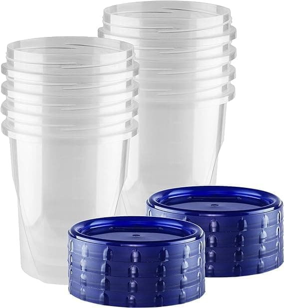 HomeyGear(32 oz - 8 Pack) Twist Top Food Deli Containers Screw And Seal Lids, Stackable Reusable Quality Plastic Storage Containers with Screw-on Lids - BPA Free