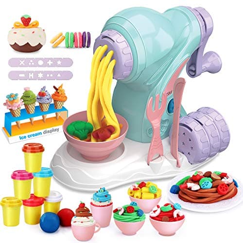 LITTLE SIENA Kids Play Dough Set Ice Cream Play Set Clay Molding Clay Dough Tools Set Noodle Maker Pretend Play Toy Kit Creative DIY Educational Fun Toy for Kids Boys Girls