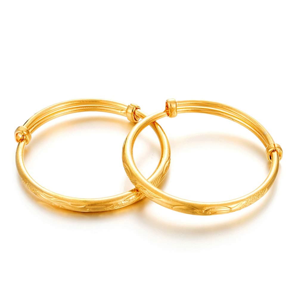 2pcs/lot Baby Bracelet for infant Girls Boys 18K Gold Plated Kids Baby Expandable Adjustable Bangles &bracelets Birthday Christmas Gifts
