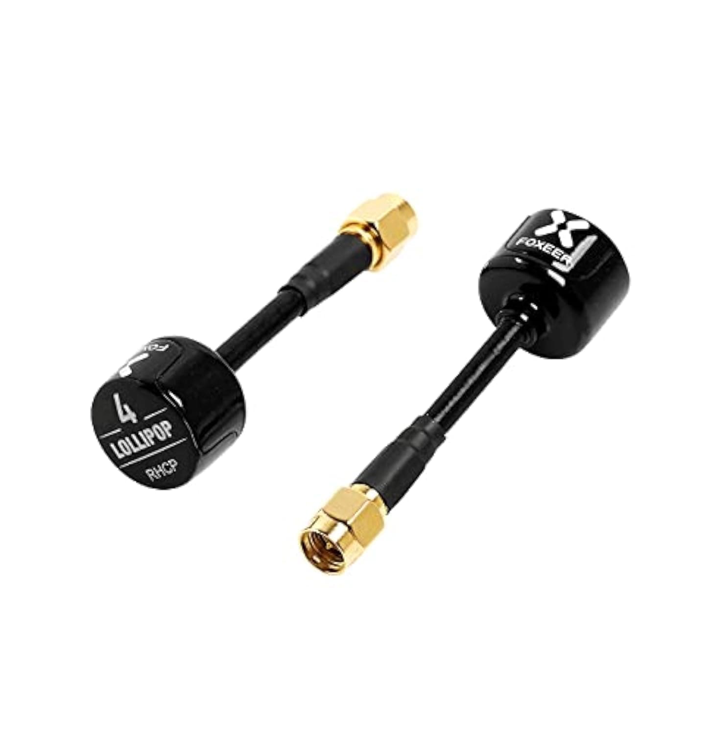 Foxeer 2pcs FPV Antenna Lollipop 5.8G 2.5dBi Super Mini RHCP Antenna SMA Male for RC Drone FPV Quadcopeter Multicopter TX/RX (Black)