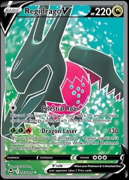 Pokemon Regidrago V 183/195- Silver Tempest - Full Art - Ultra Rare Card - Holo Foil