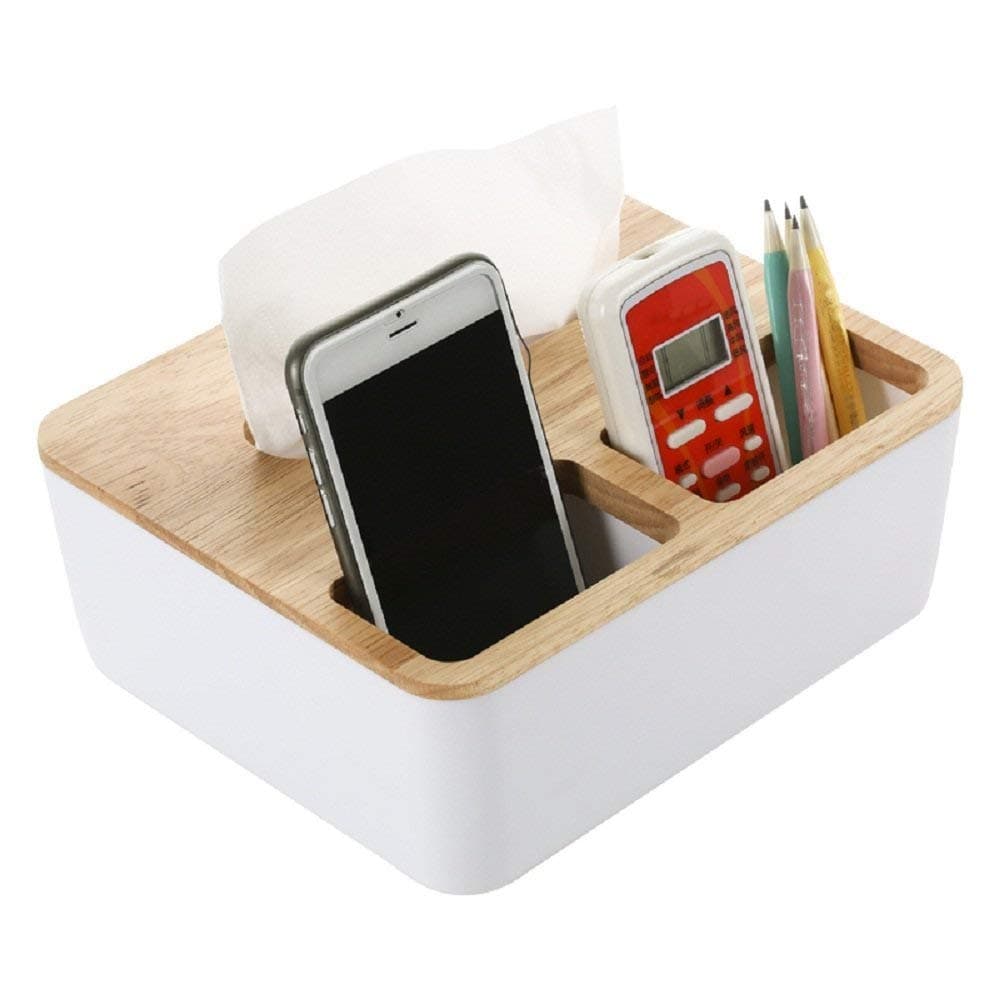 SPECIAL SALE Cosmetics Storage Box Tissue Box Stationery Organizer Retro Wooden Pens Pencils Paper Clips Scissors Multifunctional Makeup Stand Large Capacity Box