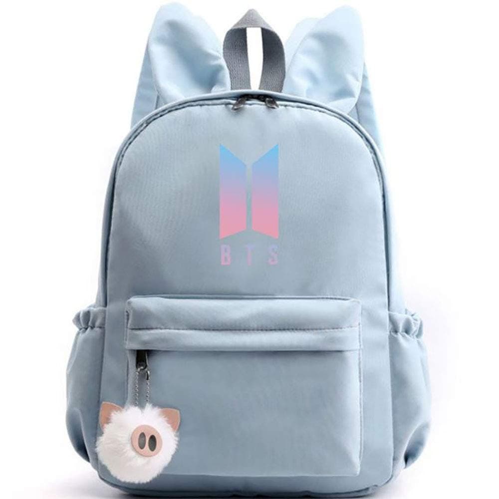 NEWXYX KPOP BTS Gradient Cute Rabbit Ear Waterproof Backpack, Maximum Capacity 55L, Used for School Bag Computer Bag Gift