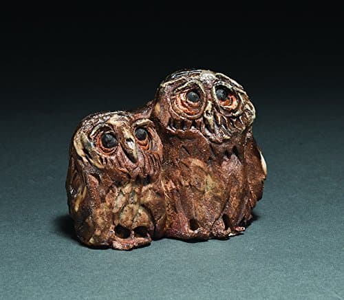 Mutt and Jeff Owl Pair Clay Figurines Birds Ceramic Sculpture Pottery Audubon Collectible Set Bird Owls Red Earth