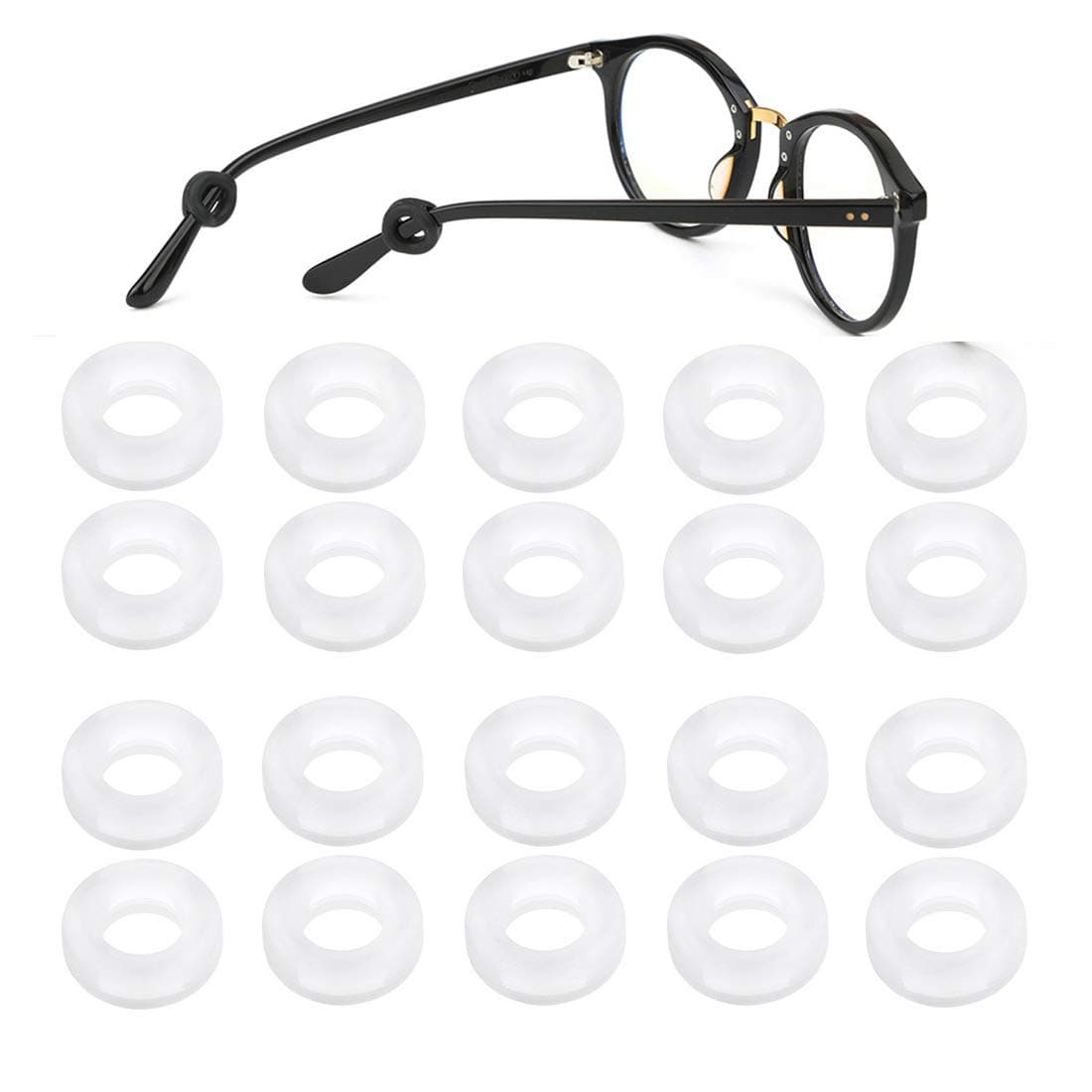Eyeglasses Temple Tips Sleeve Retainer,Anti-Slip Round Comfort Glasses Retainers hooks For Eyewear (Clear)