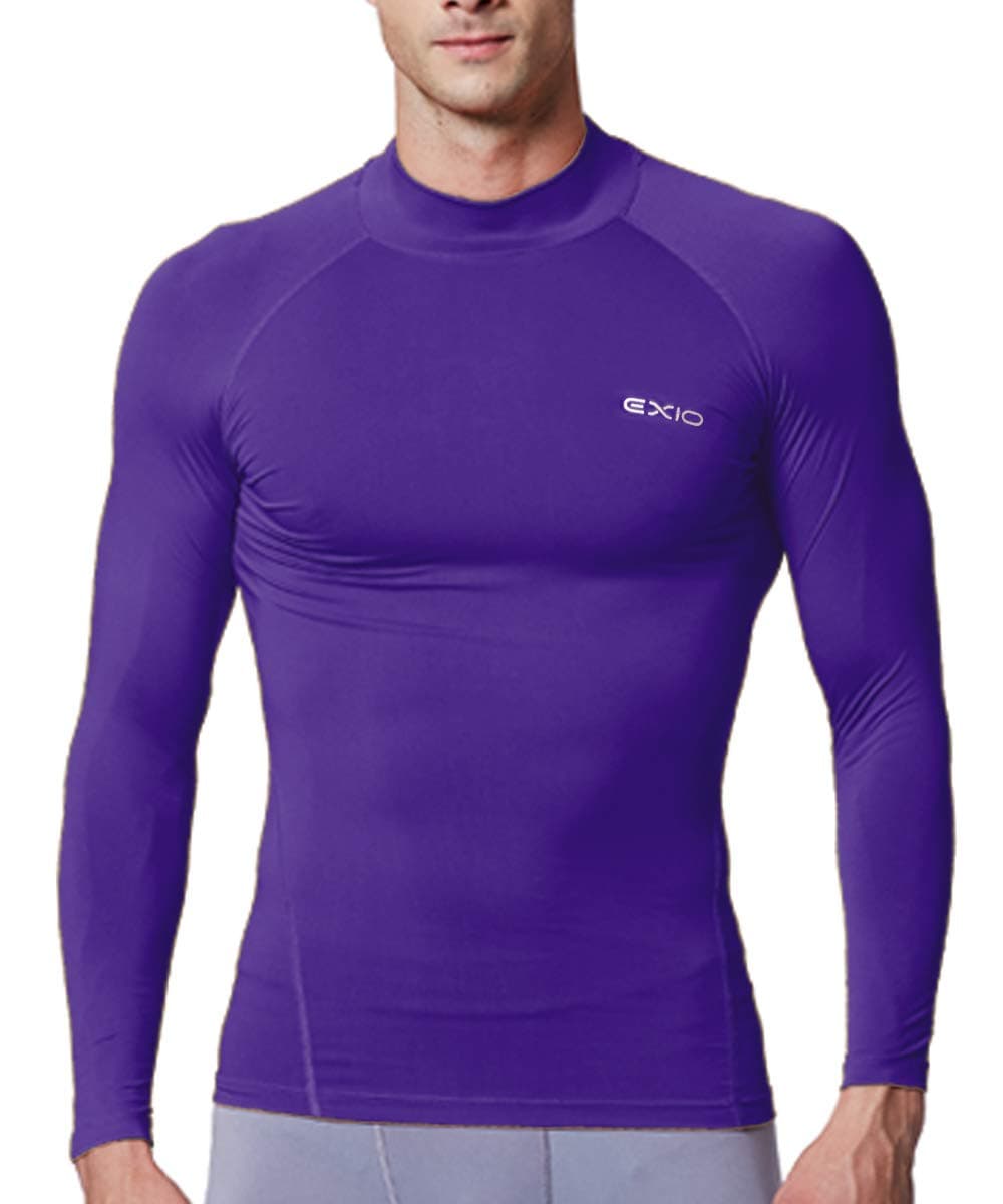 EXIO Mens Mock Compression Baselayer Top Cool Dry Long-Sleeve Shirt EX-T02