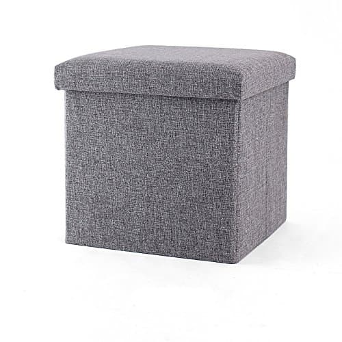 Foldable Storage Cube, Storage Ottoman, Grey