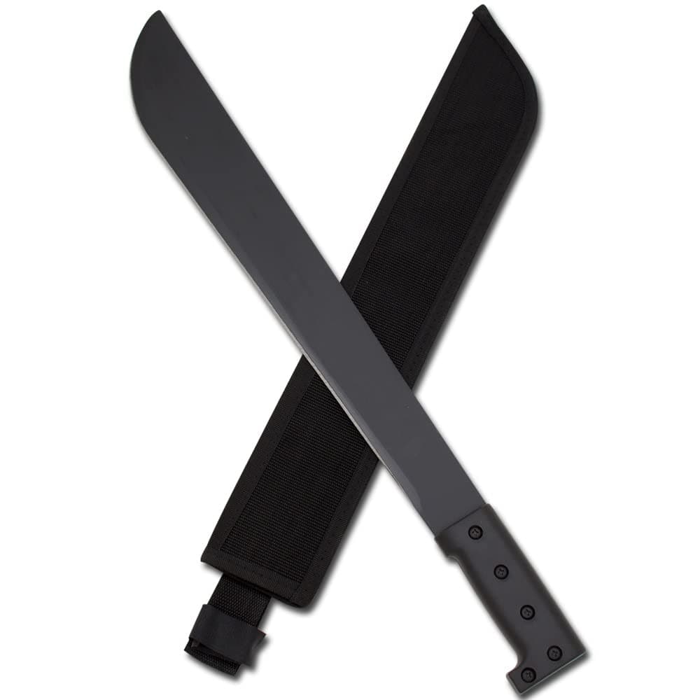 Snake Eye Tactical Full-Tang Machete – Heavy Duty Fixed Blade Survival Tool with Reinforced Nylon Sheath for Camping, Hunting, and Bushcraft