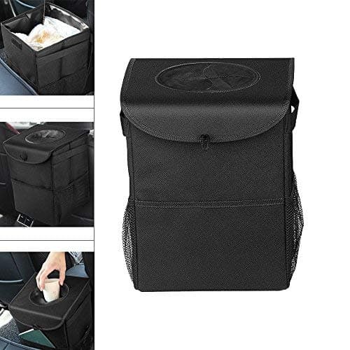 Samoleus Car Bin, Waterproof Trash Bag with Lid and Side Pockets for Car Organizer