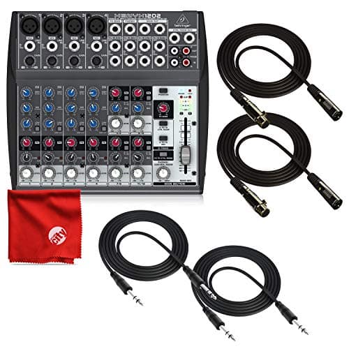 Behringer Xenyx 1202 Premium 12-Input 2-Bus Mixer with XENYX Mic Preamps and British Eqs Including 2X XLR and 2X TRS Balanced 1/4in Premium Gold Plated 10 Foot Cables