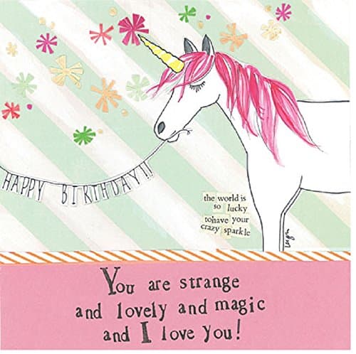 Curly Girl - SQRH64 - Unicorn greeting card