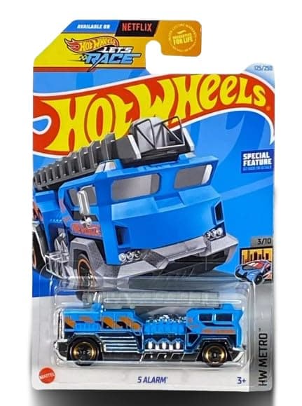 Hot Wheels 5 Alarm Truck Die-Cast Car 1:64 Scale Blue/Silver HW Metro 3/10
