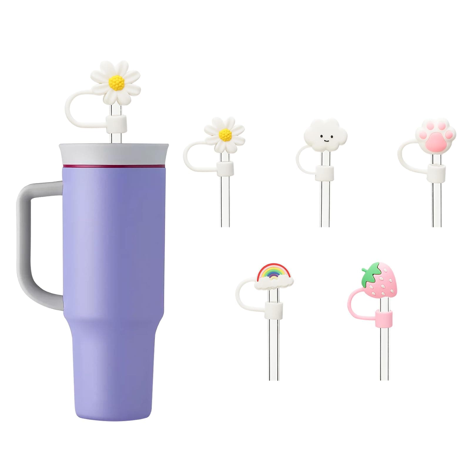 Straw Cover Compatible With Owala 40oz,Straw Covers Cap Compatible With Owala Cup 40 oz, Dust-Proof Reusable Tumbler Straw Cover,Silicone Straw Topper Accessories(6PCS)