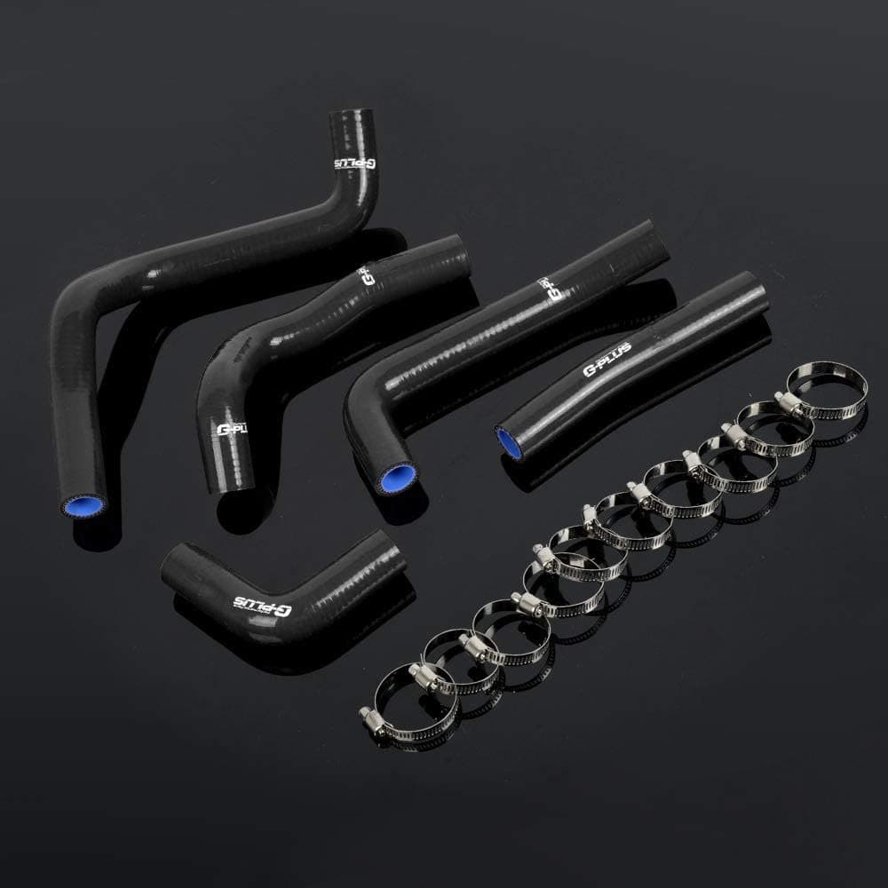 Radiator Coolant & Heater Silicone Hose Kit Replacement For Kawasaki 1995-2006 KDX220R KDX200 KDX 200 220 (Black-With Clamp Set)