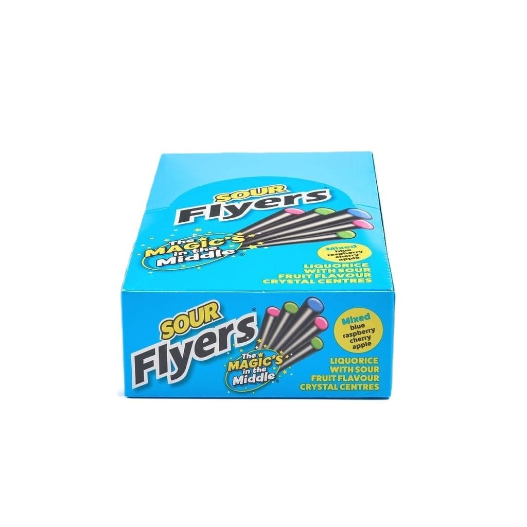 Flyers Giant Sour Liquorice Sticks Carton - 40 Sticks | Extra Tangy & Sour Sweets | Bulk Pack for Parties & Snacking