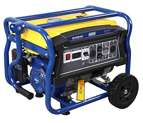 GENPAR Portable Power Generator Set with 4000-watts Peak 3000-w Continuous Gas Powered Recoil Start Wheels 120/220-Volts 60-hz EPA CARB Certified 7-HP Engine 208cc Outlet 120/220-V Volt Gauge Breaker