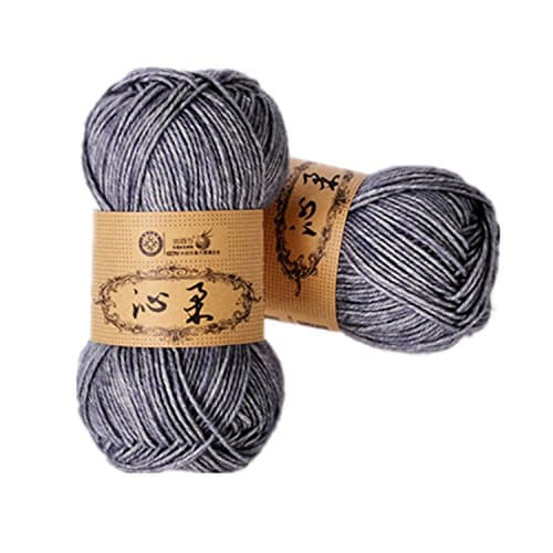 Celine lin 2 Skeins Hand Knitting Cotton Yarn Baby Thread Crochet Cotton Warm Baby DK Line,Grey and White