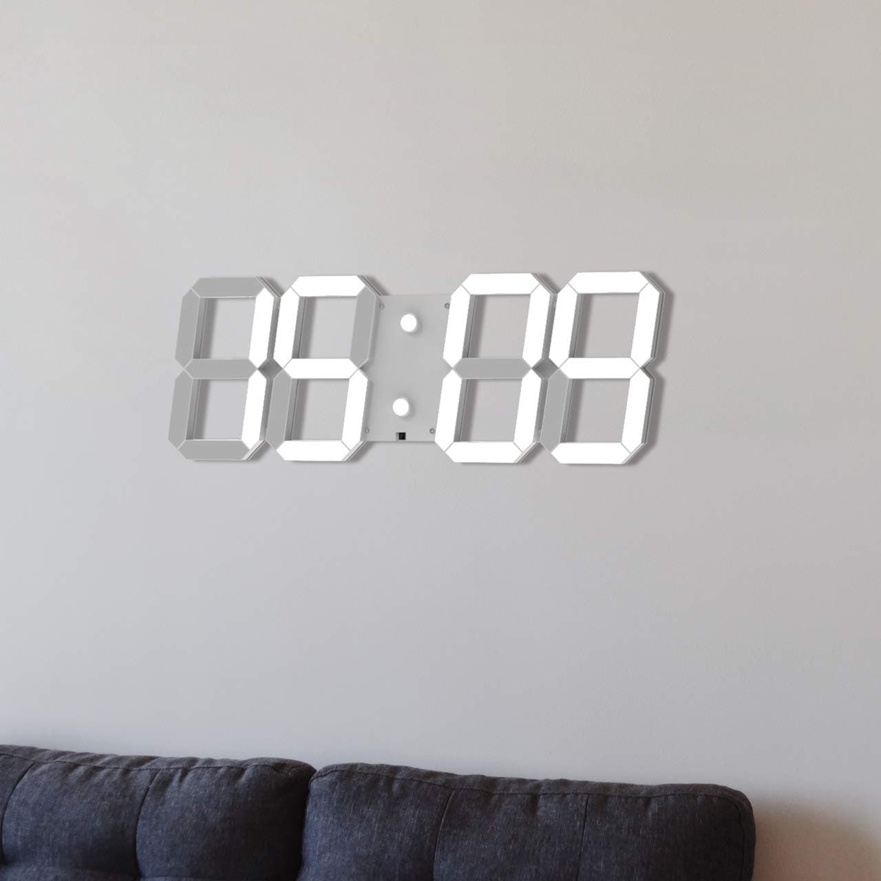 Wall Clock for Bedroom with Auto Dimmer, 6-inch Led Large Digital, Remote Control, No Ticking and 16 Groups of Snooze Alarm (White)