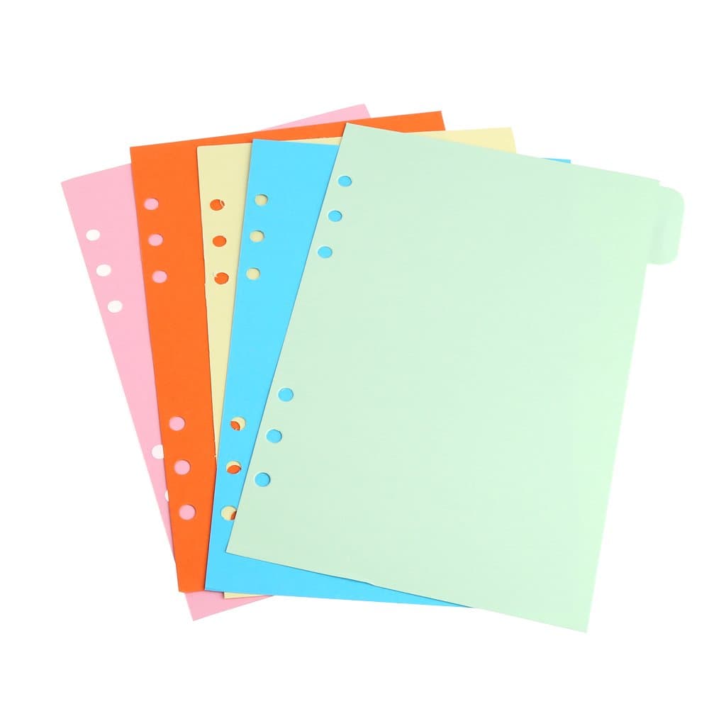 5Pcs Refills 6 Hole Blank Colorful Paper for A5 A6 Loose Leaf Binder Notebook (A6)