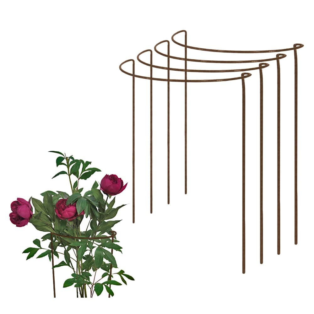 Rusty Bow Plant Supports (Raw Steel designed to rust) for Peonies, Hydrangea, Roses, etc - Strong Metal Garden Supports - Interlinking (Extra Large (100cm Tall x 44cm Wide) Pack of 4)