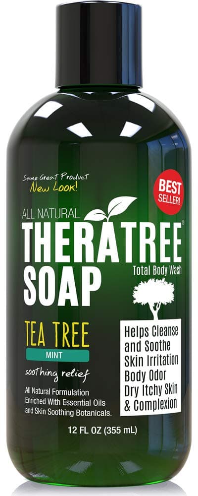 TheraTree Tea Tree Oil Soap & Body Wash with Neem Oil 12oz - Helps with Skin Irritation, Body Odor, Itchy Skin & Healthy Complexion - Natural Body & Foot Wash for Men & Women