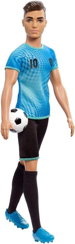Barbie Ken Soccer Player Doll with Soccer Ball Wearing Soccer Uniform Accessorized with Soccer Socks and Cleats, Gift for 3 to 7 Year Olds FXP02