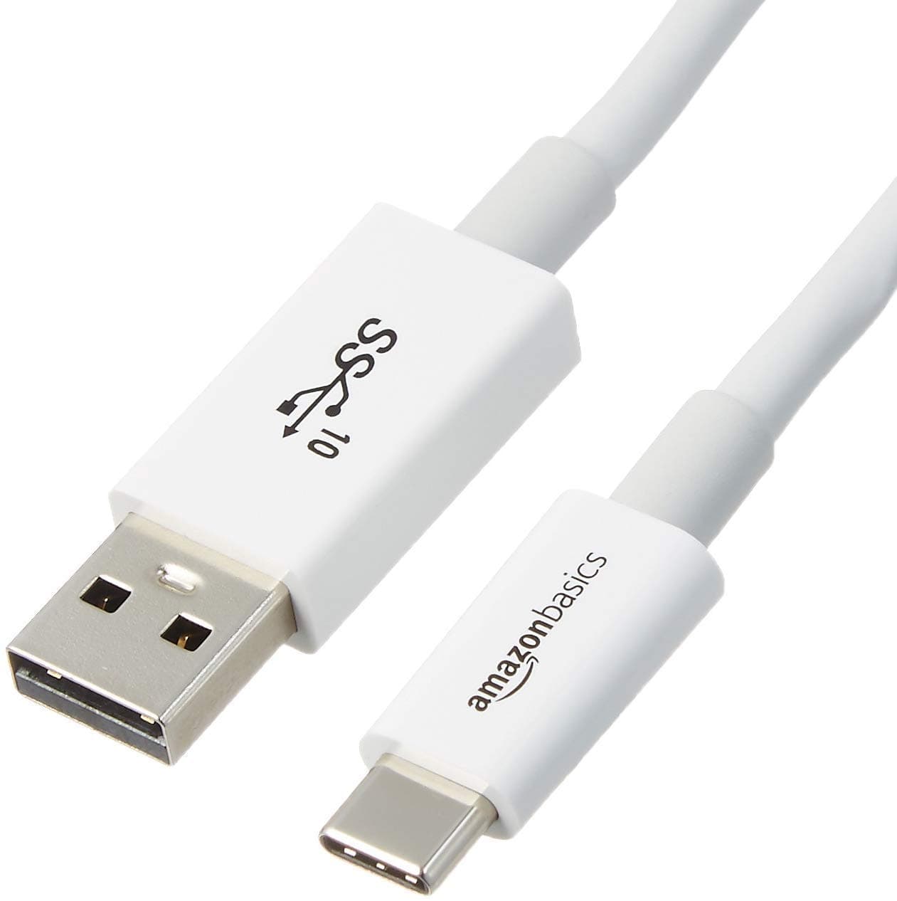 Amazon Basics USB-C to USB-A 3.1 Gen 2 Adapter Fast Charger Cable, 10Gbps High-Speed, USB-IF Certified, for Apple iPhone 15, iPad, Samsung Galaxy, Tablets, Laptops, 3 Foot (0.9M), White