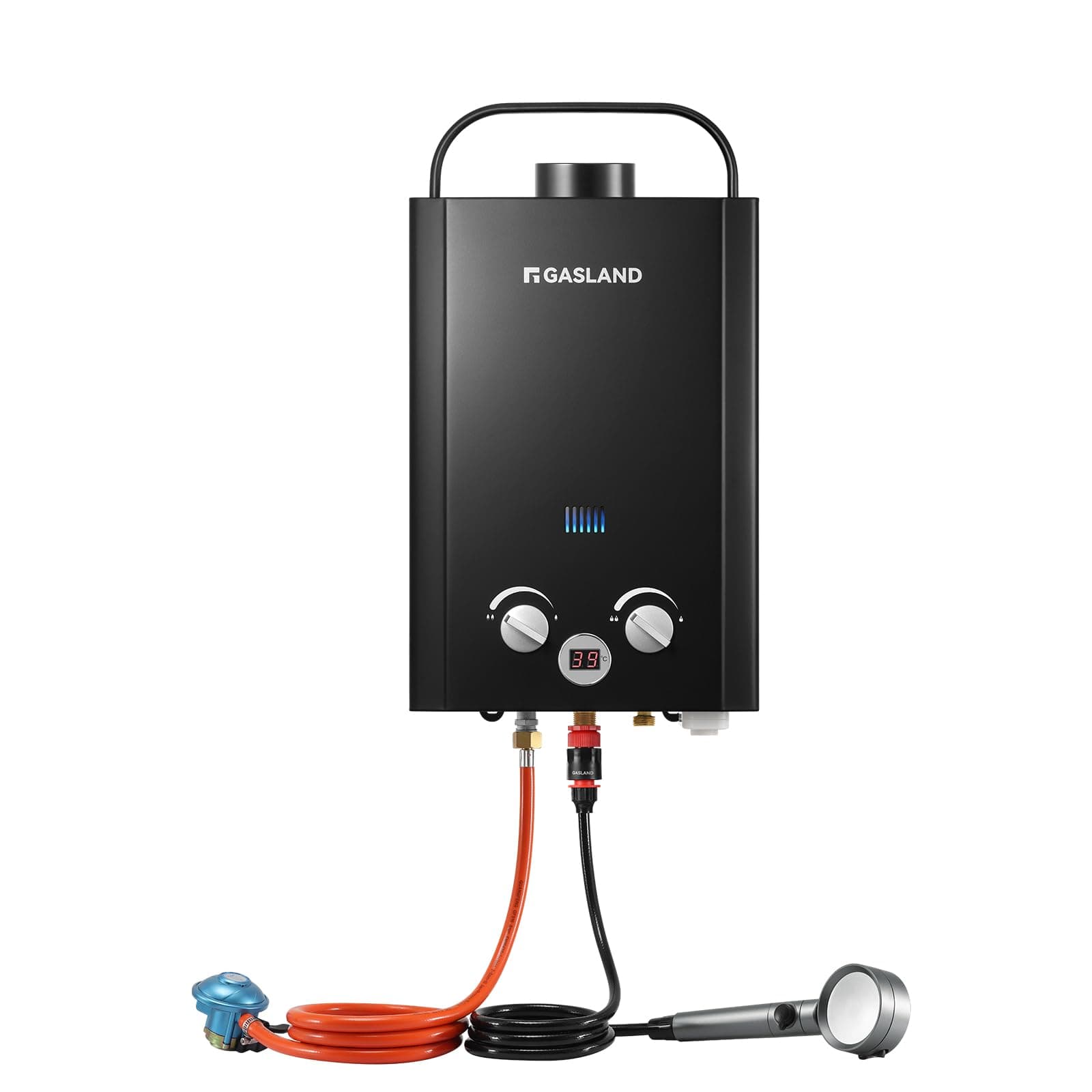 GASLAND BE158B 6L Gas Water Heater, Freestanding Tankless Hot Shower System with Portable Handle, Instant LPG Water Boiler for Campervan Shower Road Trip Hot Tap Lpg Shower