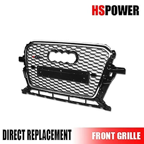 Black Chrome 2013-2017 Compatible for Audi Q5 / SQ5 RS-Honeycomb Mesh Front Hood Bumper Grill