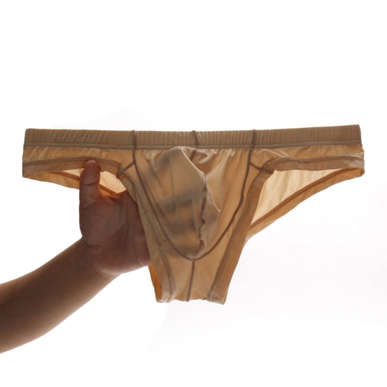 Men's Ice Silk Transparent Panties Low Waist Briefs Breathable