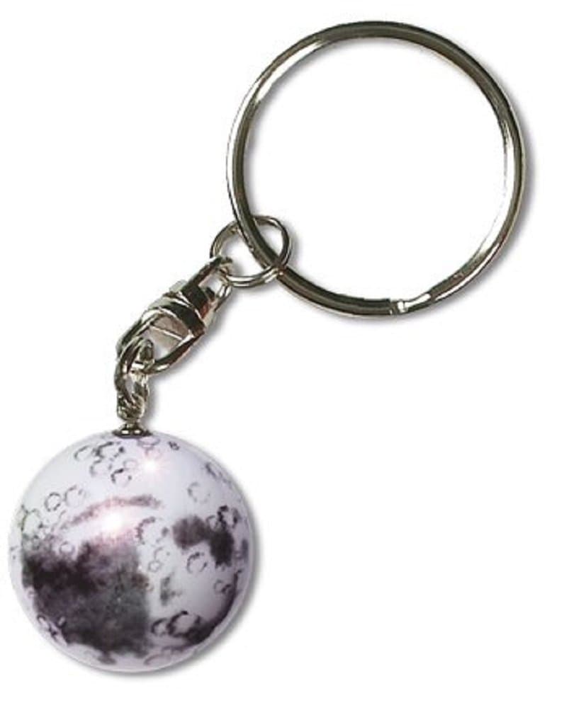 Iridescent Moon Keychain-1 Inch Diameter Art Glass Marble