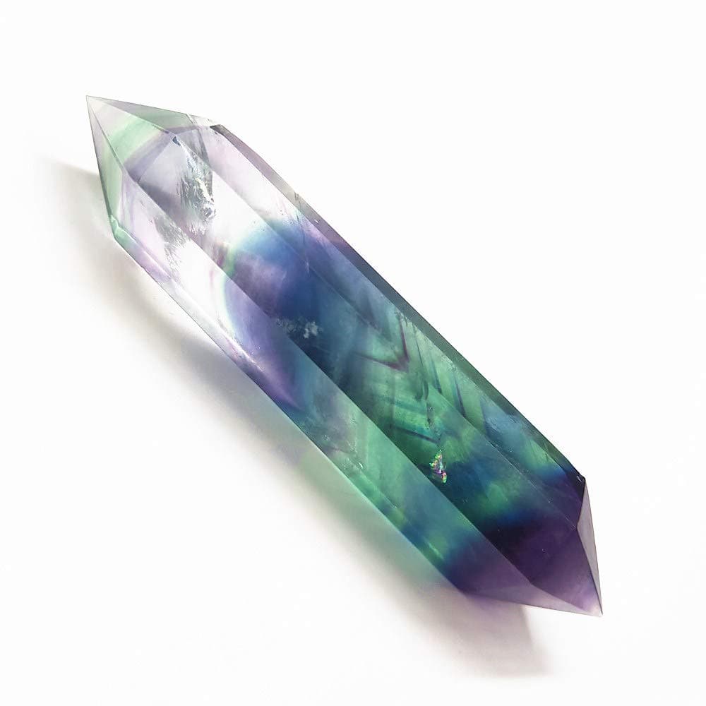 60g Natural Colorful flourite Crystal Wand Points Double Arrow Hexagon flourite Quartz Point Reiki HealingQ