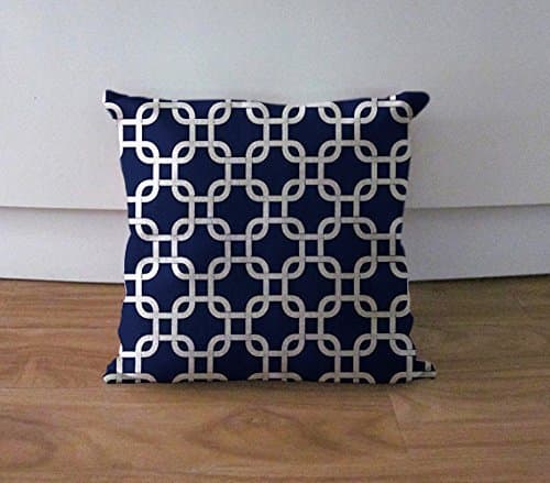Navy blue geometric pillow cover Chainlink cushion cover couch decorative pillow case 18"x18"sofa throw pillowcase