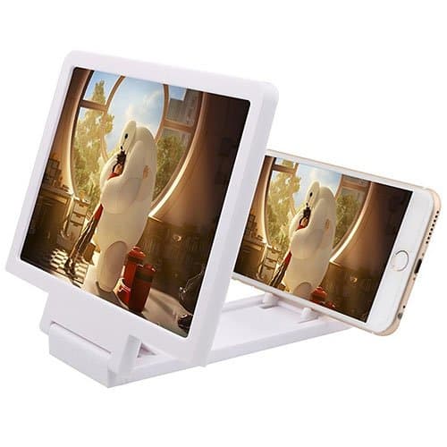 SHOP-STORY - Smartphone Screen Magnifier Stand - Foldable Projector without Glass - Ideal for Children - Amplifier for Phone - White