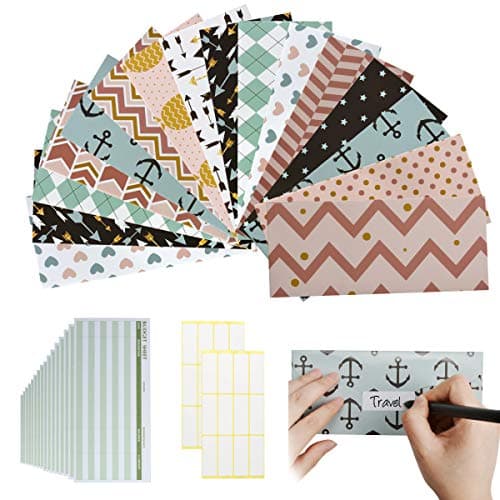16 Budget Envelopes, Waterproof Cash Envelope System for Money Savings, Cash Budget Envelopes with 16 Budget Sheets and 24 Tag Stickers