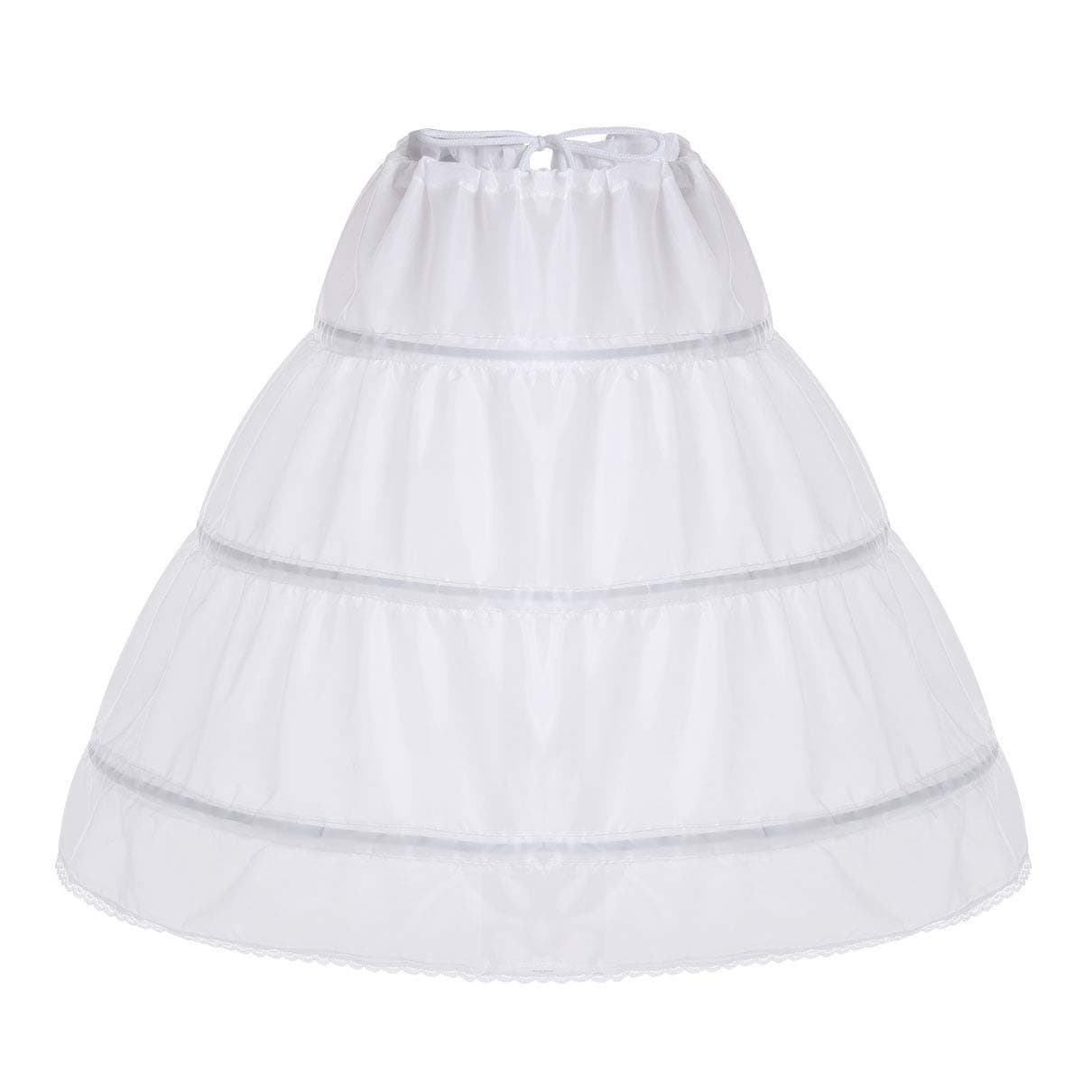 Girls Petticoat Underskirt with 3 Hoops Full Slip Crinoline Skirt