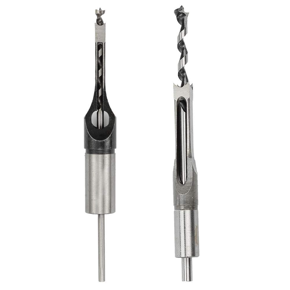 HSS Mortise Chisel Set 1/4, 1/2 Inch Woodworker Square Hole Saw Drill Bit Set Woodworking Mortising Chisel Countersink Bit Kit Tool Set