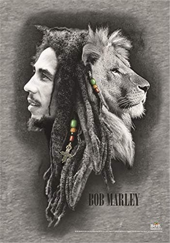 Heart Rock Flag Original Bob Marley Profiles, Fabric, Multicoloured, 110 x 75 x 0.1 cm