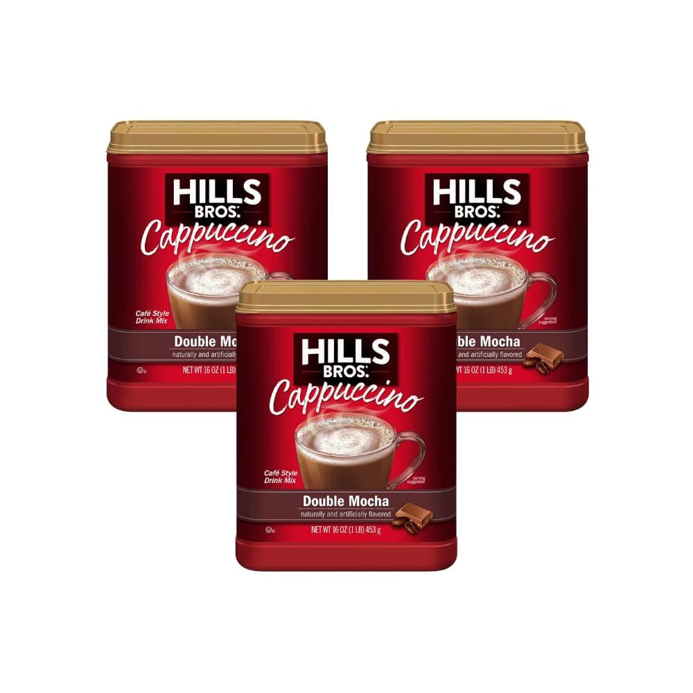 Hills Bros. Instant Cappuccino Mix, Double Mocha 16 Ounces- Frothy, Decadent Cappuccino with a Deep, Rich Chocolate Flavor (Pack of 3)