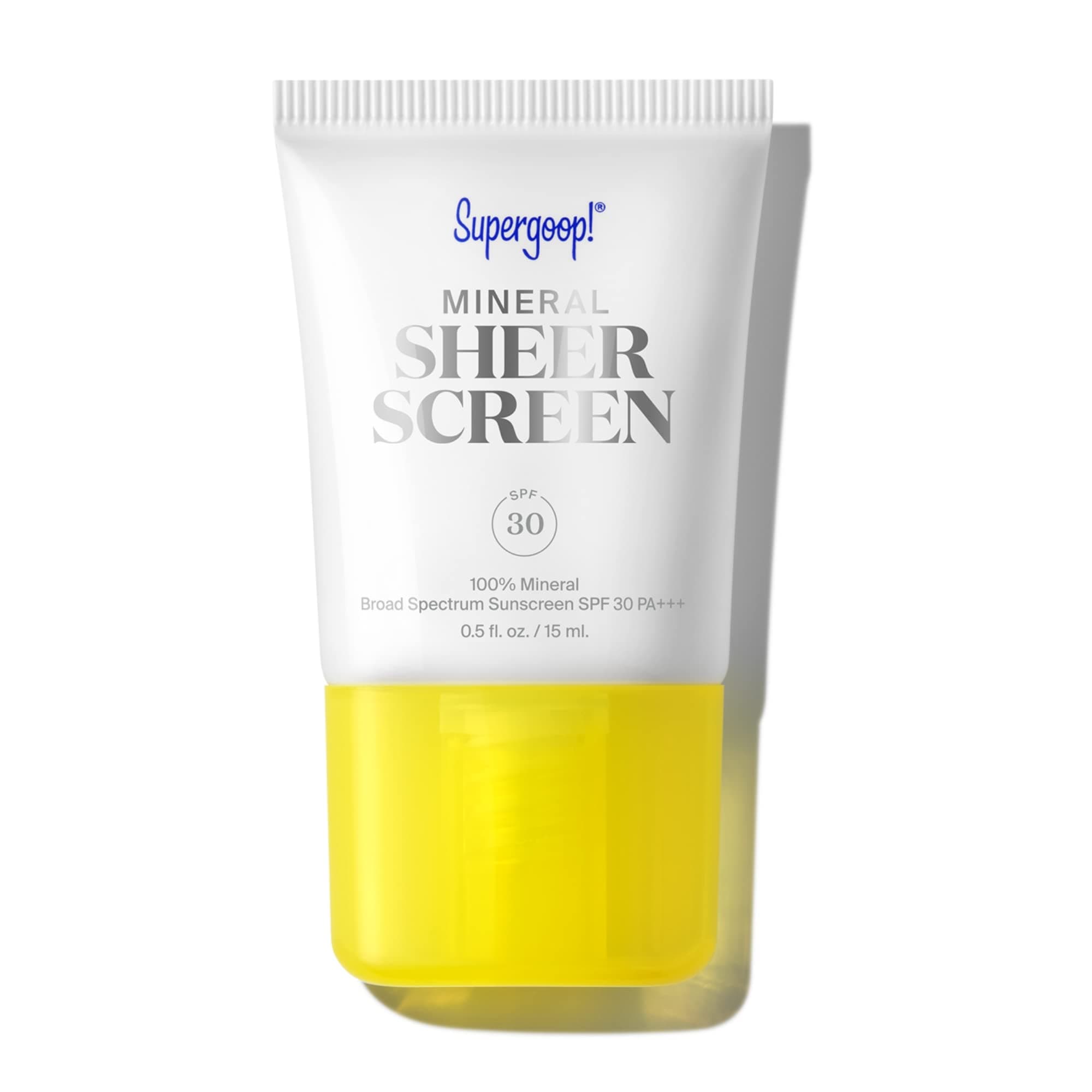 Supergoop! Mineral Sheerscreen SPF 30 PA+++, 0.5 fl oz - Mineral, Broad Spectrum Face Sunscreen + Primer + Helps Filter Blue Light - Satin Finish - For All Skin Types