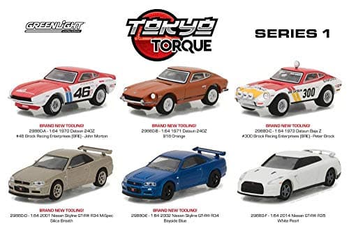 Greenlight Tokyo Torque Series 1 Assortment Diecast Car Set - Box of 6 Assorted 1/64 Scale Diecast Model Cars
