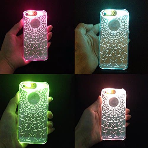PhoneOnSale-Luminous Phone Case LED Flash Up Light Clear Shining Hard Back Shell Skins for iPhone 6 4.7inch(stars)