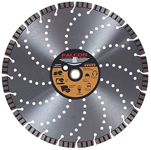Falcon Diamond 12" Gold Series Laser Welded Turbo Blade with Holes for Cutting Hard Brick, Pavers, Natural Stone, Masonary Materials Including Steel Reinforced Concrete and More