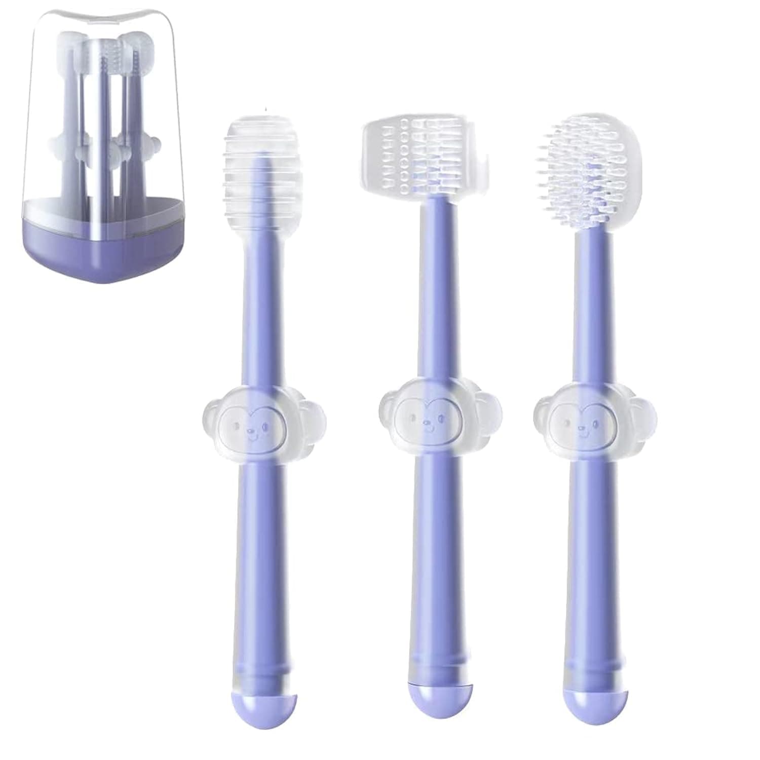 3 Pack Silicone Baby Toddler Newborn Toothbrushes 0 to 18 months, Baby Tongue Cleaner + U-Shaped ToothScrubber + Baby First Toothbrush Teething, Baby Gum Oral Cleaner Infant Mouth Cleaner