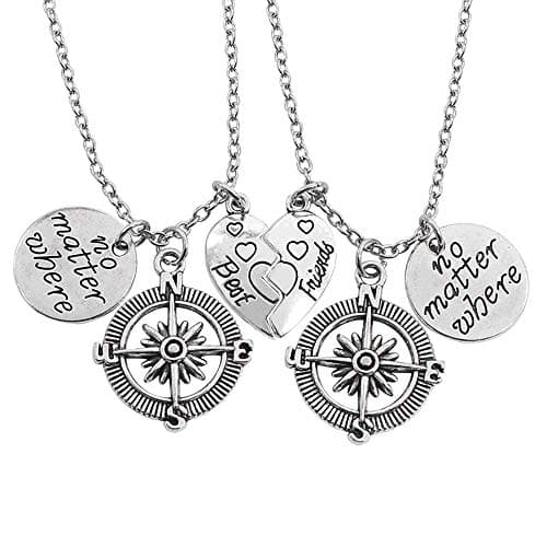 QXFQJT Friendship Necklace Time Turner Deathly Hallows Snitch Compass Best Friend Necklaces Gift