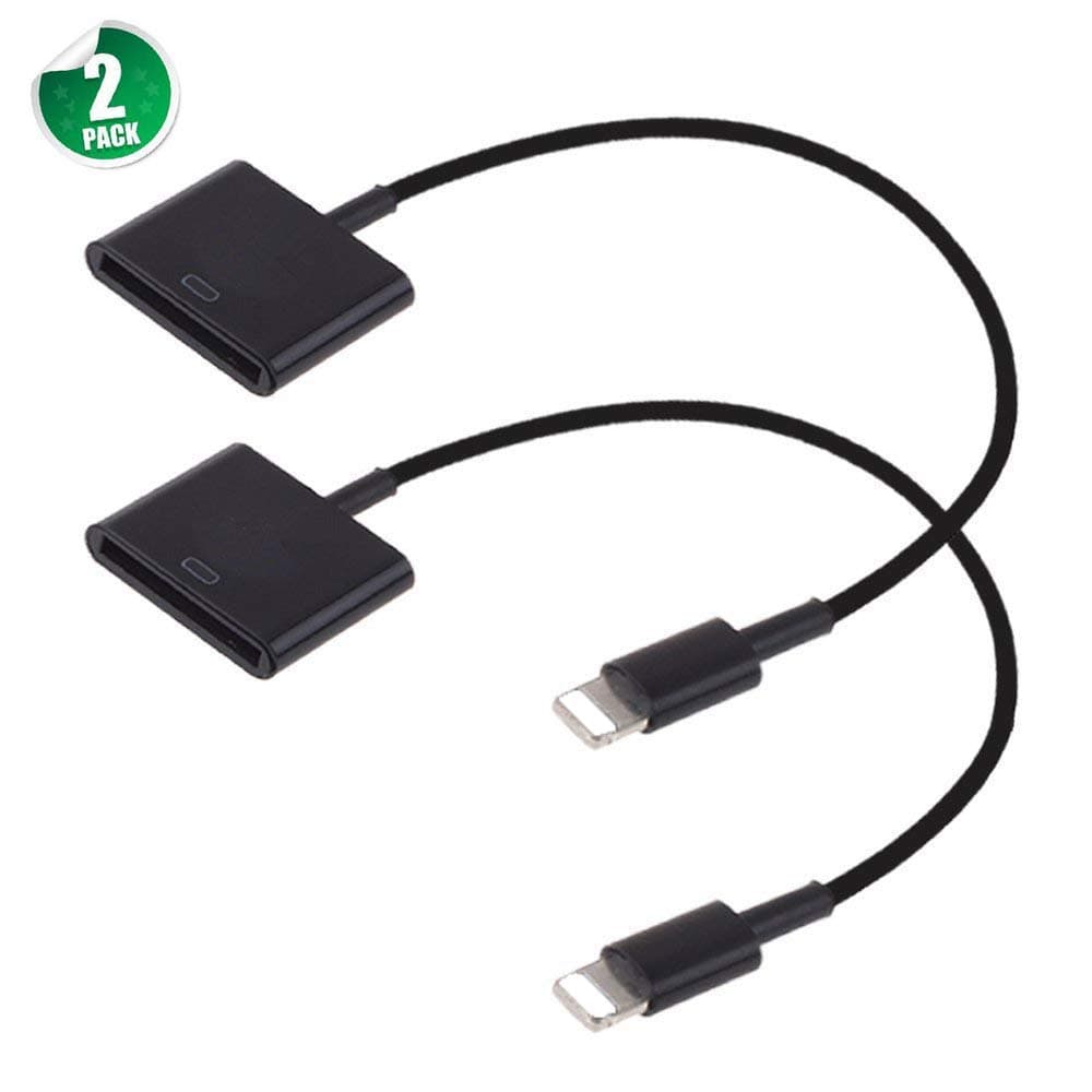 Lighting to 30P Adapter,8P to 30P Charge & Sync Cable Adapter Converter for Phone XR/ XS/ Max X /8 /7/ 6 Plus,Pad and iPod(2 Pack Black)